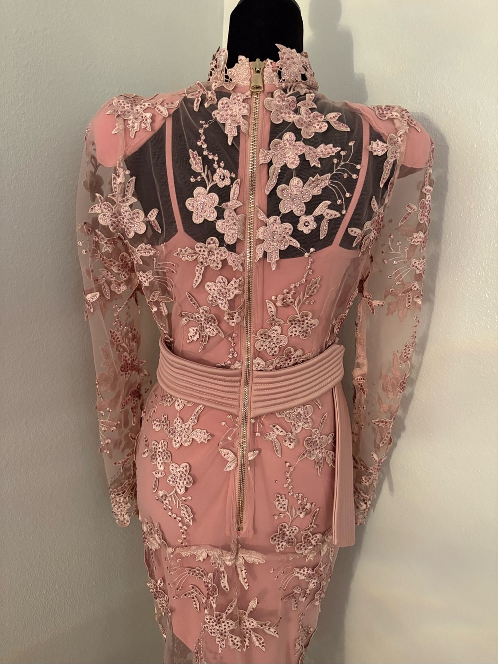 Zhivago Signature Floral Lace Poison Gown in blush pink - Picture 8 of 15